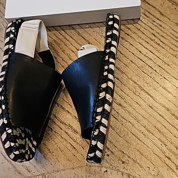 Proenza Schouler leather slingback flat espadilles black and white size 7.5 - Picture 5 of 12